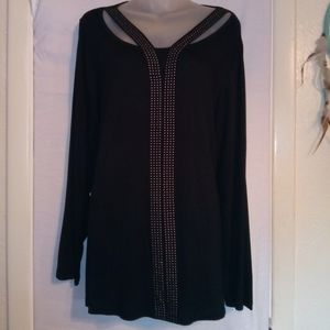 Avenue studded long sleeve blouse